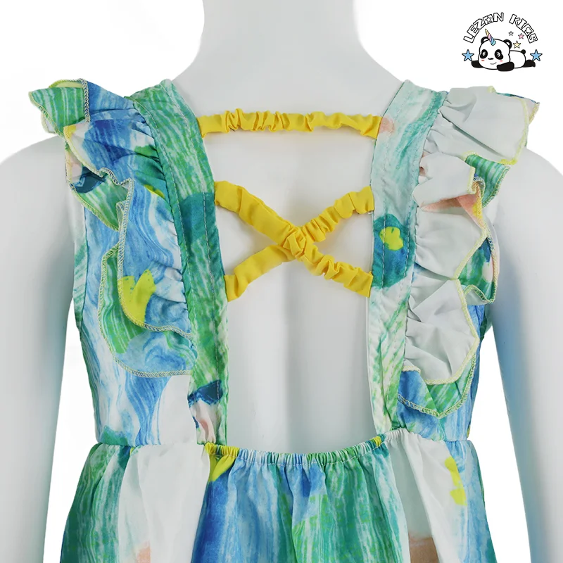 LEZONKIDS - Flower Girls' Dresses Beach Sea Holiday Wear Casual Girls Clothing Cotton Sweet Cute Kids Dresses for Girls